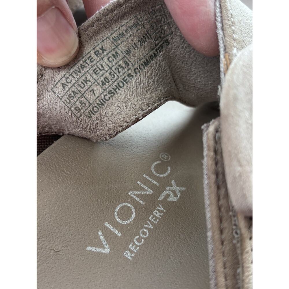 Vionic Activate RX Suede Taupe Thong Slip On Sandals Women’s Sz 9.5 Arch Support - Picture 7 of 7